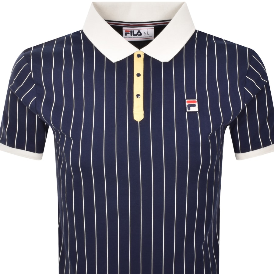 Image number 2 for Fila Vintage Classic Stripe Polo T Shirt Navy