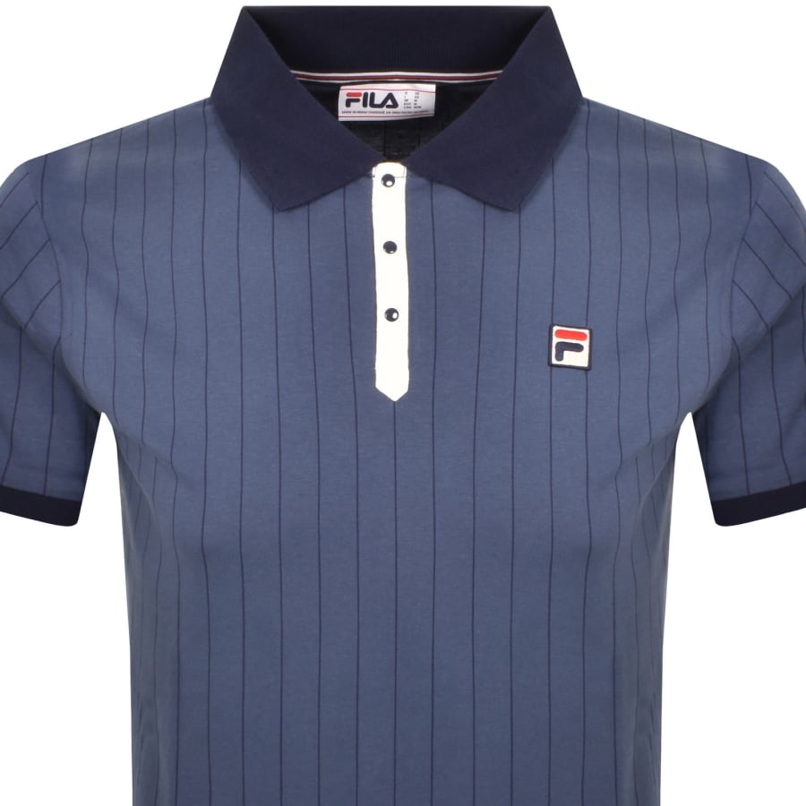 Image number 2 for Fila Vintage Classic Stripe Polo T Shirt Blue