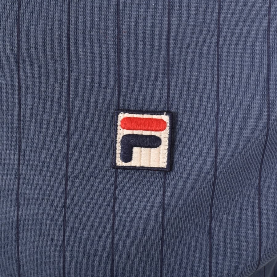 Image number 3 for Fila Vintage Classic Stripe Polo T Shirt Blue