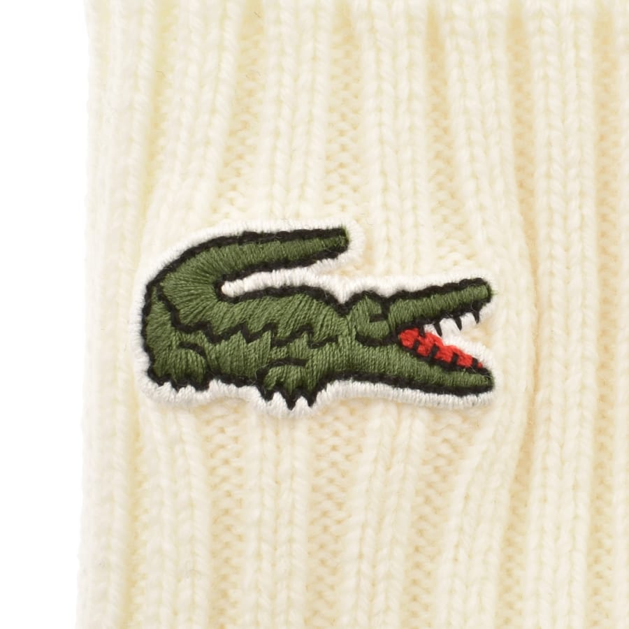 Image number 3 for Lacoste Knitted Beanie Cream