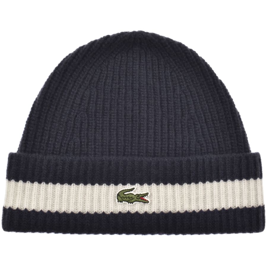 Image number 1 for Lacoste Knitted Beanie Navy
