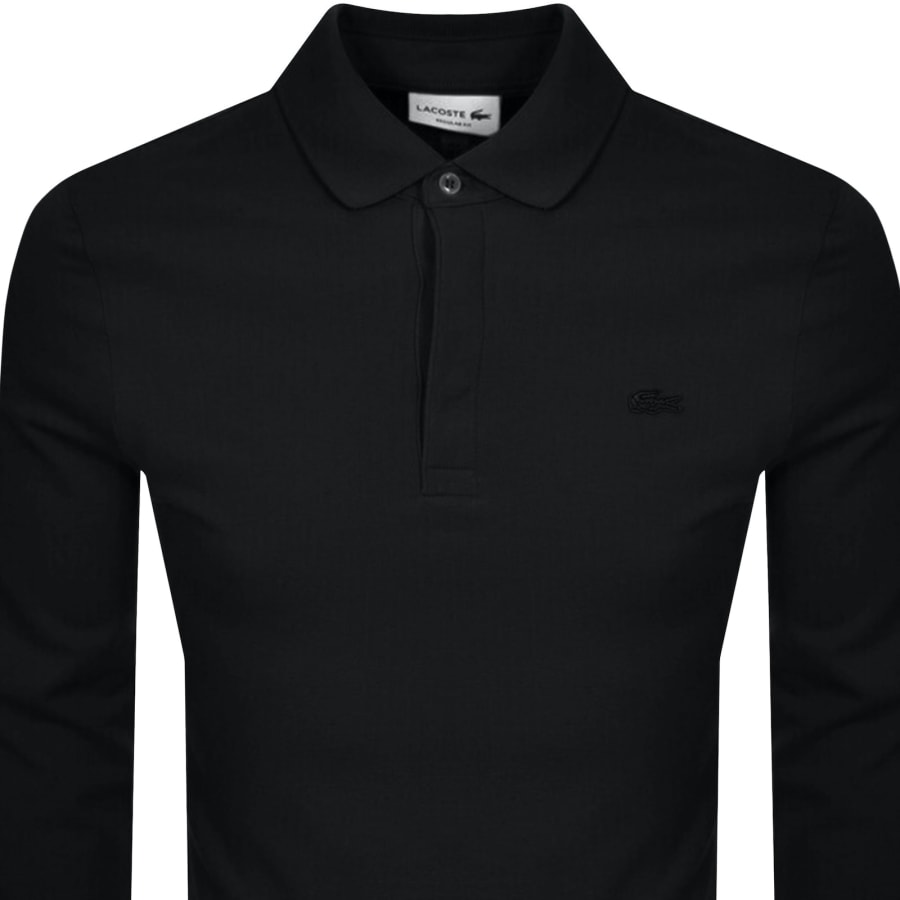 Image number 2 for Lacoste Long Sleeved Polo T Shirt Black