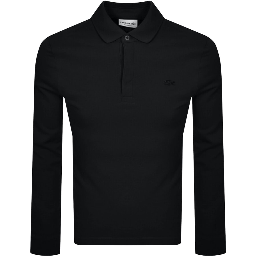 Image number 1 for Lacoste Long Sleeved Polo T Shirt Black