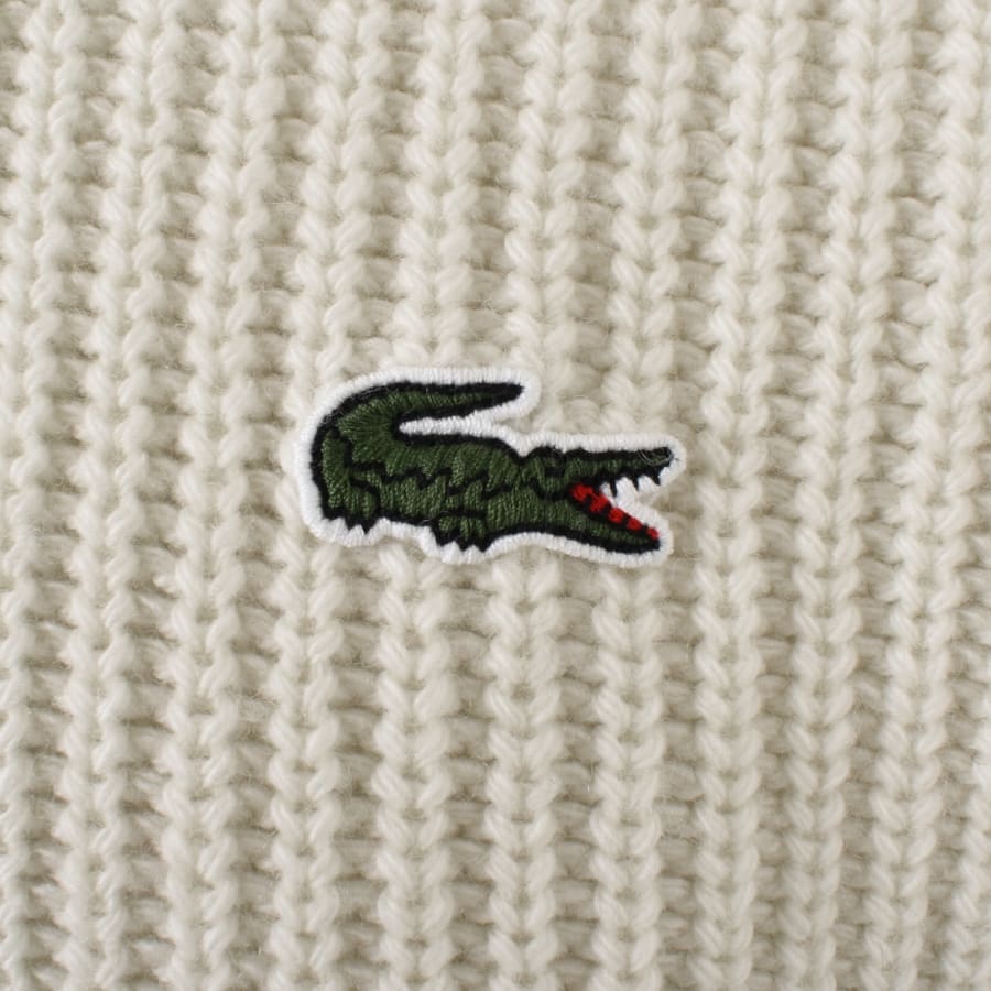 Image number 3 for Lacoste Crew Neck Knit Jumper Cream