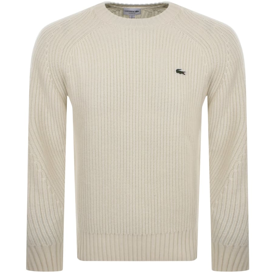 Image number 1 for Lacoste Crew Neck Knit Jumper Cream