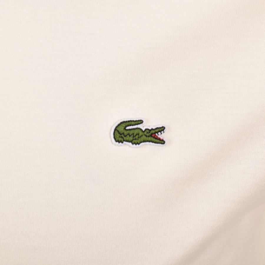 Image number 3 for Lacoste Tipped Crew Neck Logo T Shirt Cream
