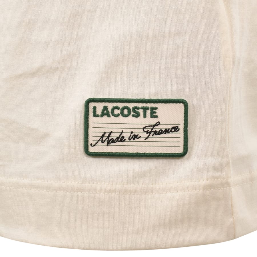 Image number 4 for Lacoste Tipped Crew Neck Logo T Shirt Cream
