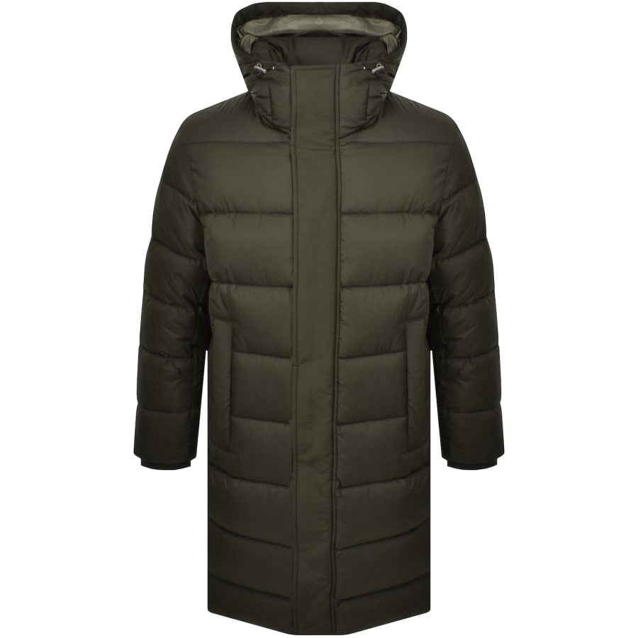 Image number 2 for BOSS Cenuto Longline Jacket Open Green