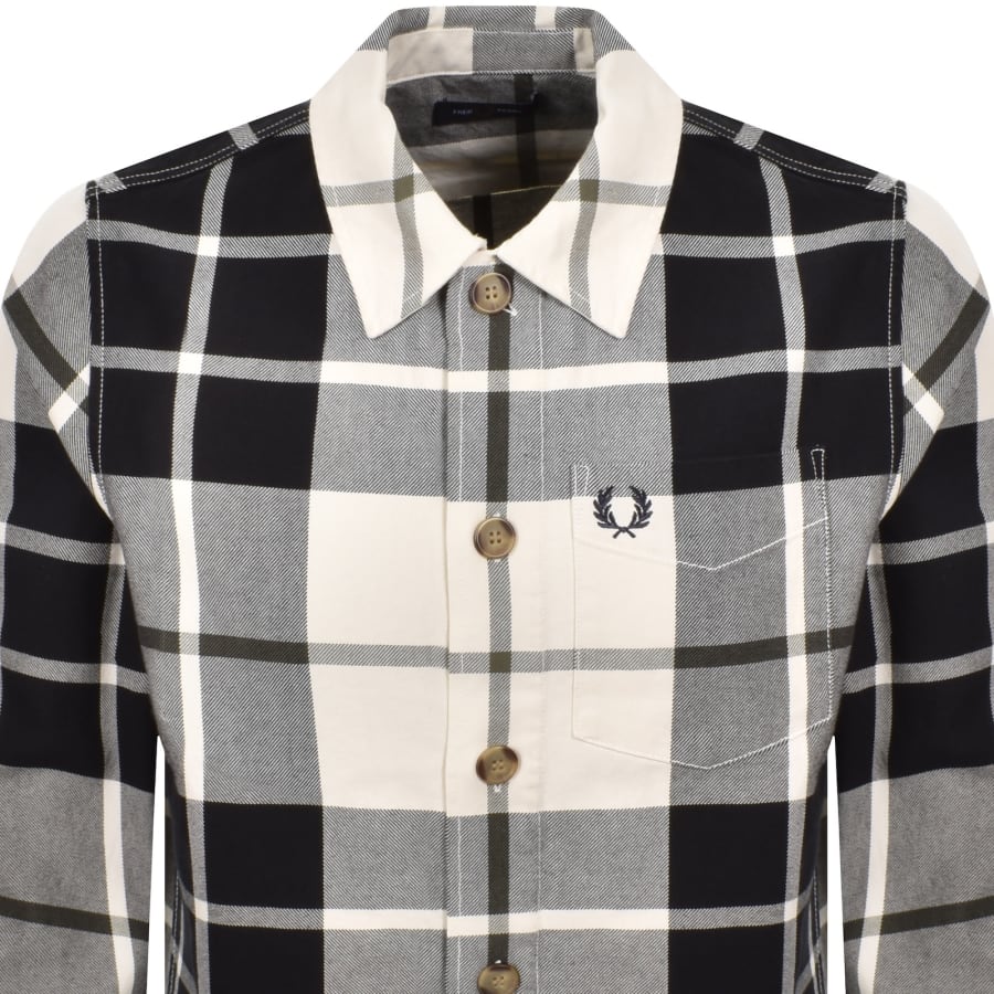 Image number 2 for Fred Perry Tartan Twill Overshirt Ecru