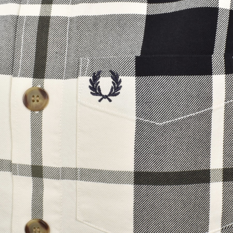 Image number 3 for Fred Perry Tartan Twill Overshirt Ecru
