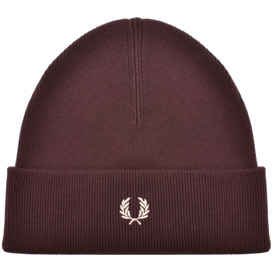 Image number 1 for Fred Perry Classic Beanie Hat Burgundy