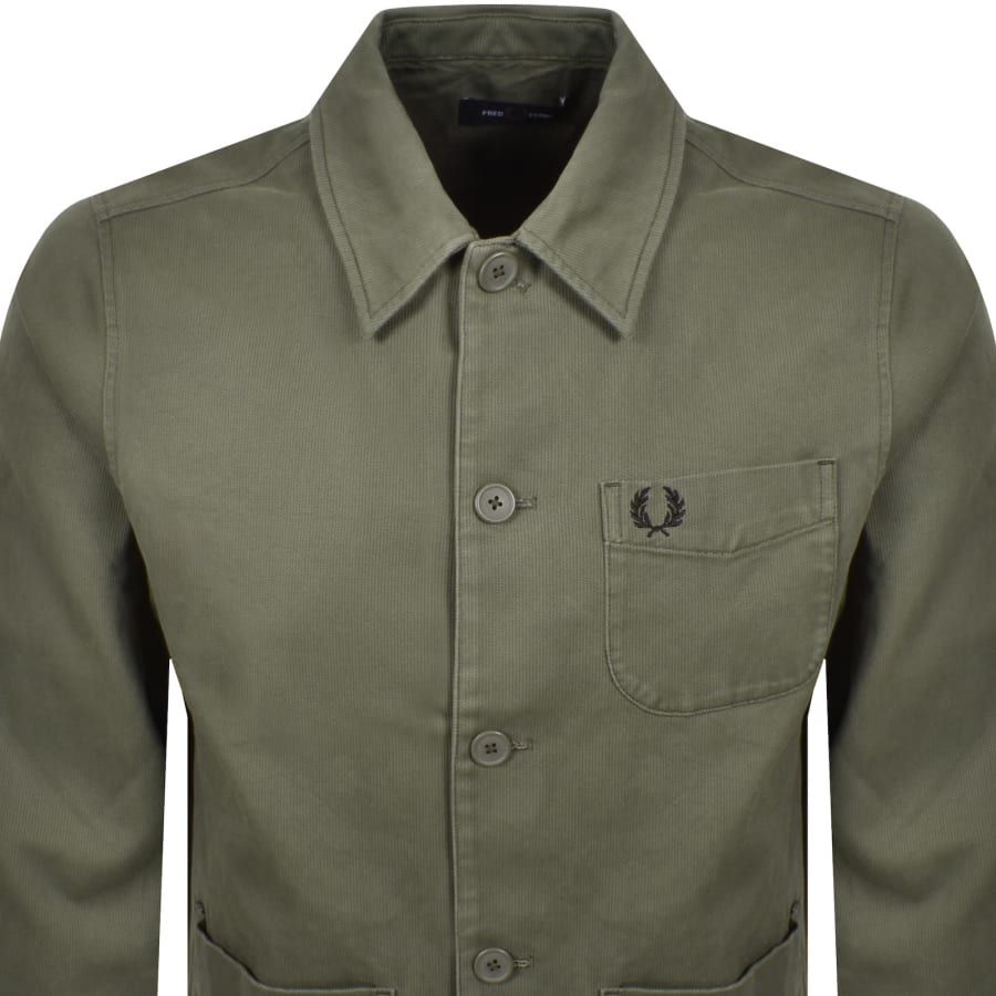 Image number 2 for Fred Perry Bedford Corduroy Overshirt Green