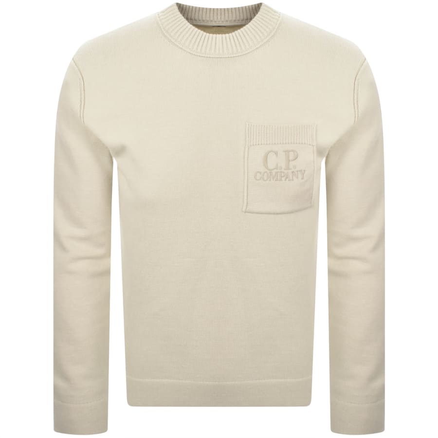 Image number 1 for CP Company Crew Neck Knit Jumper Cream