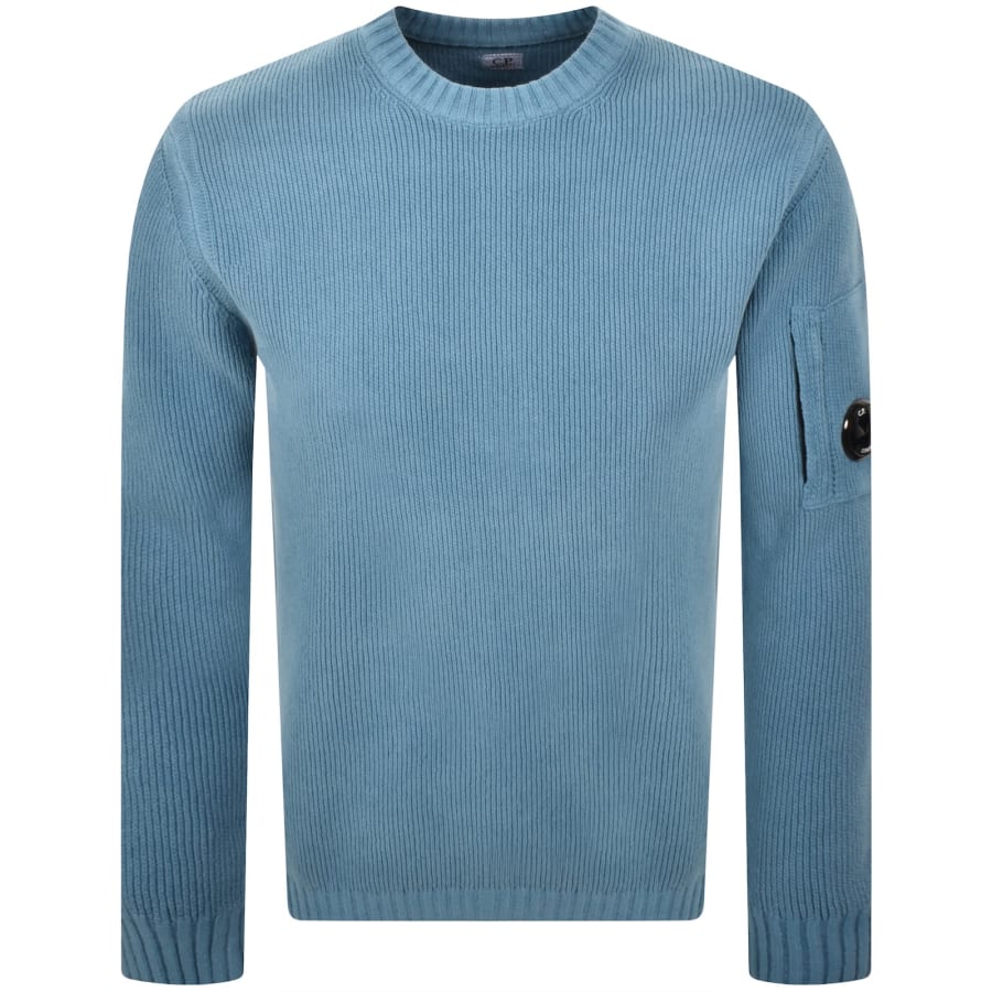 Image number 2 for CP Company Rib Knit Jumper Blue