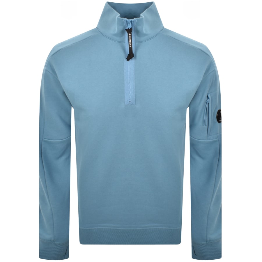 Image number 2 for CP Company Quarter Zip Sweatshirt Blue