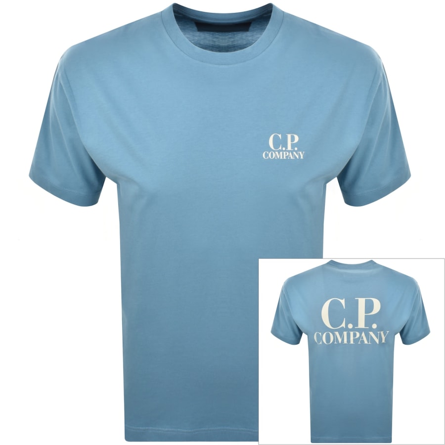 Image number 1 for CP Company Logo T Shirt Aegean Blue