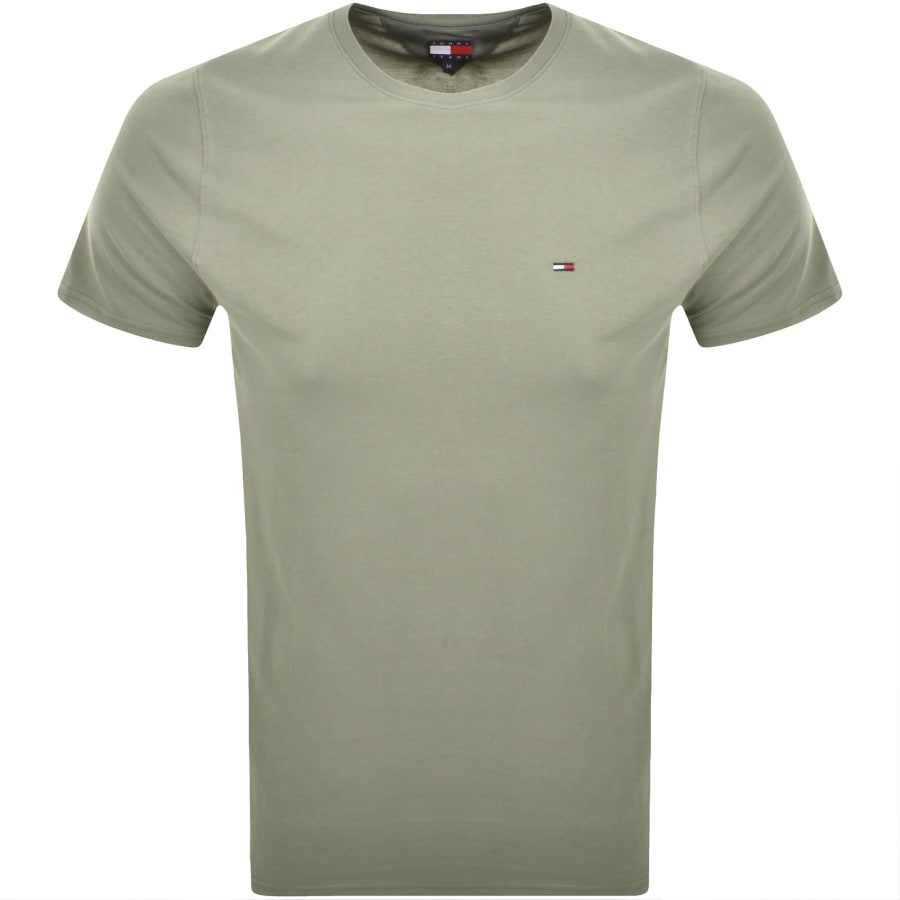 Image number 1 for Tommy Jeans Slim Jersey T Shirt Green
