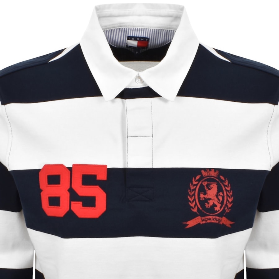 Image number 2 for Tommy Jeans Stripe Rugby Polo Shirt Navy
