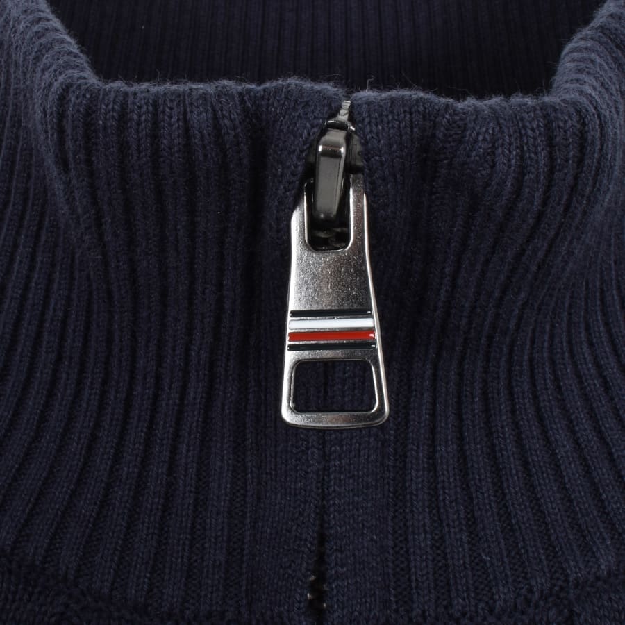 Image number 4 for Tommy Hilfiger Quarter Zip Cable Knit Jumper Navy