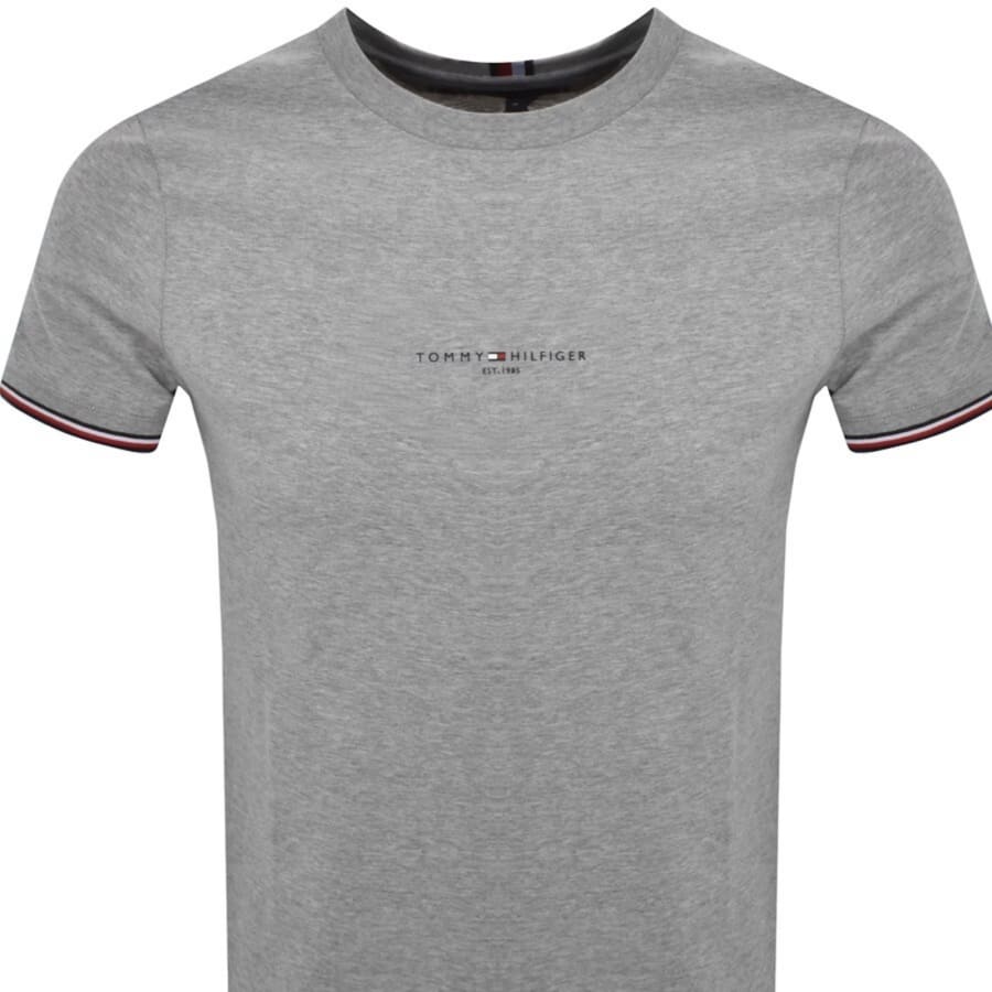 Image number 2 for Tommy Hilfiger Tipped T Shirt Grey