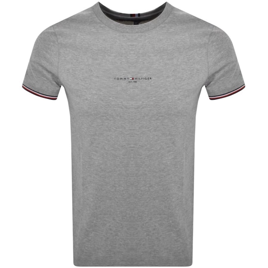 Image number 1 for Tommy Hilfiger Tipped T Shirt Grey