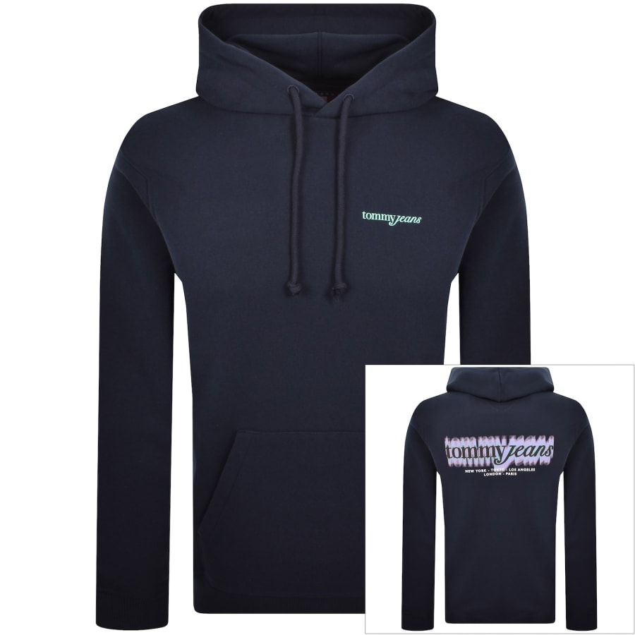 Image number 1 for Tommy Jeans Blur Script Hoodie Navy