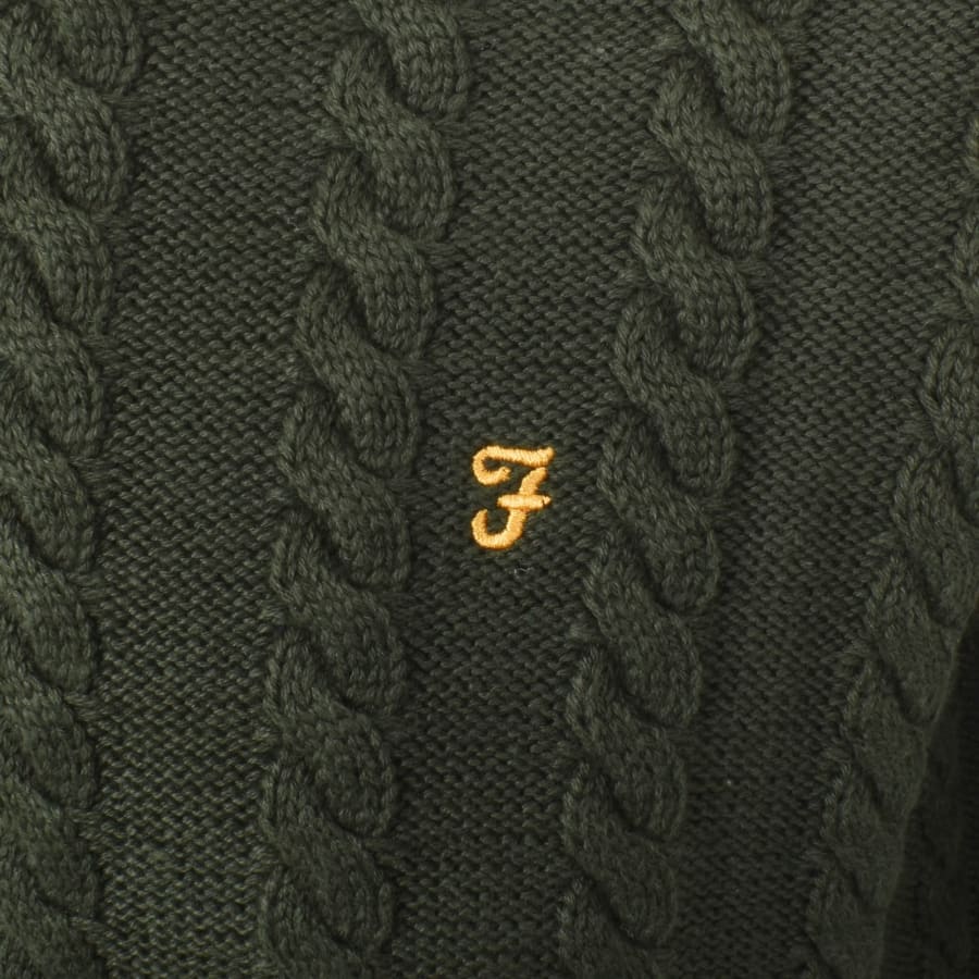 Image number 3 for Farah Knight Cable Knit Jumper Evergreen