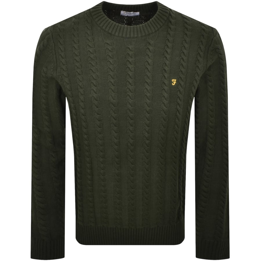 Image number 1 for Farah Knight Cable Knit Jumper Evergreen