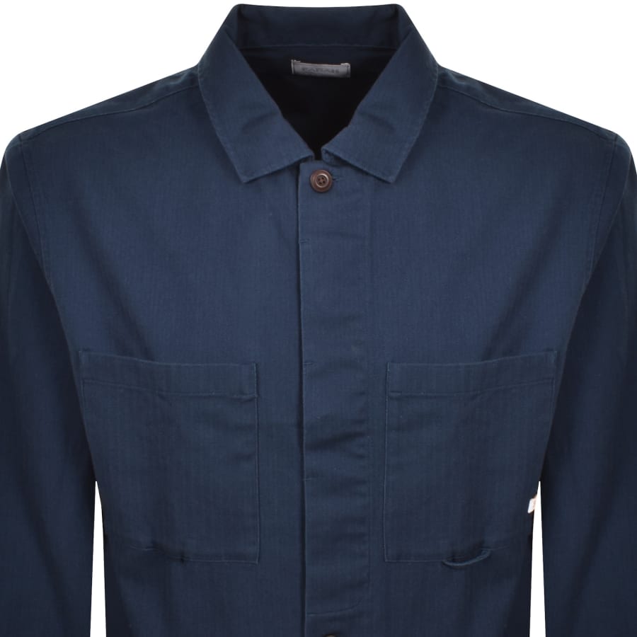 Image number 2 for Farah Marshall Long Sleeve Overshirt Yale Blue