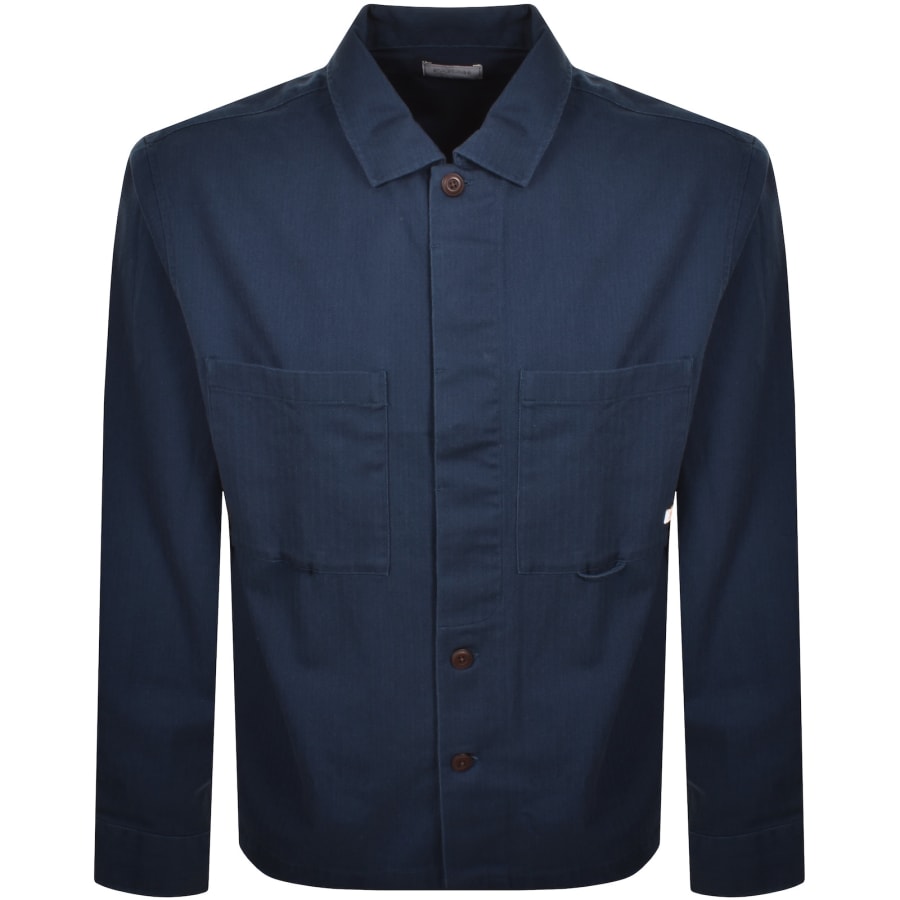 Image number 1 for Farah Marshall Long Sleeve Overshirt Yale Blue