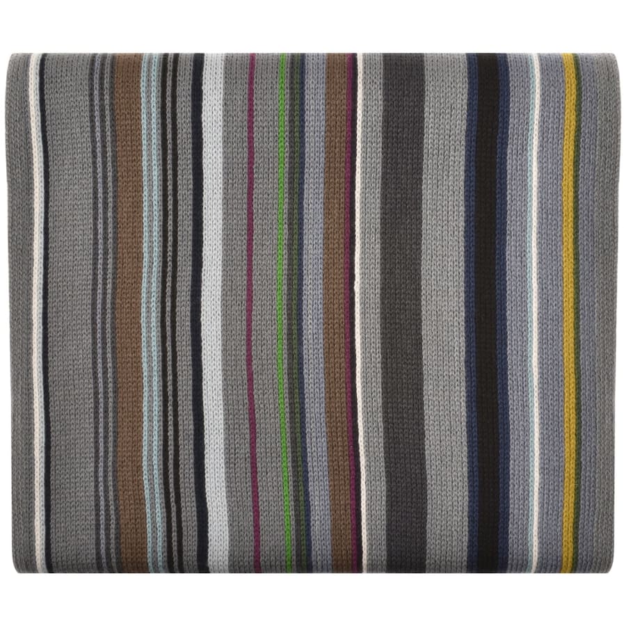 Image number 2 for Paul Smith Ivan Stripe Wool Scarf Grey