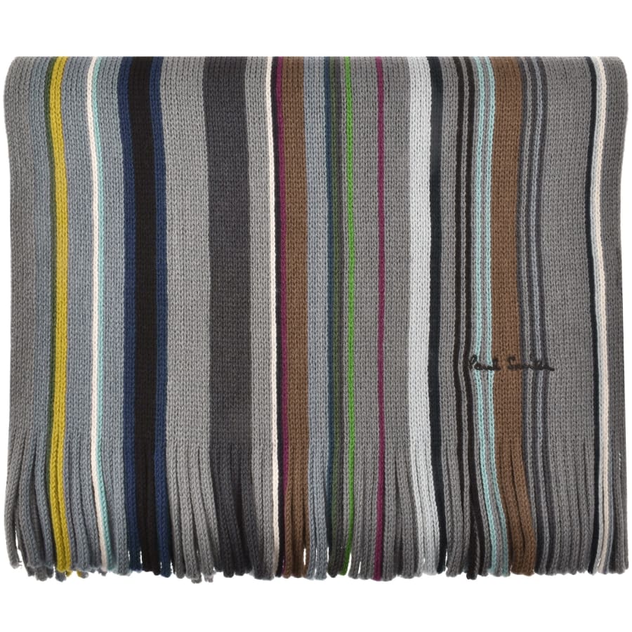 Image number 1 for Paul Smith Ivan Stripe Wool Scarf Grey