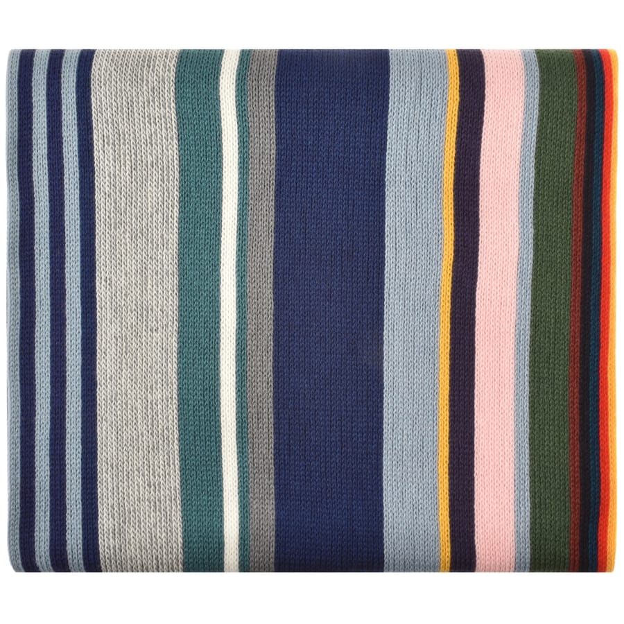 Image number 2 for Paul Smith Twisted Stripe Wool Scarf Blue