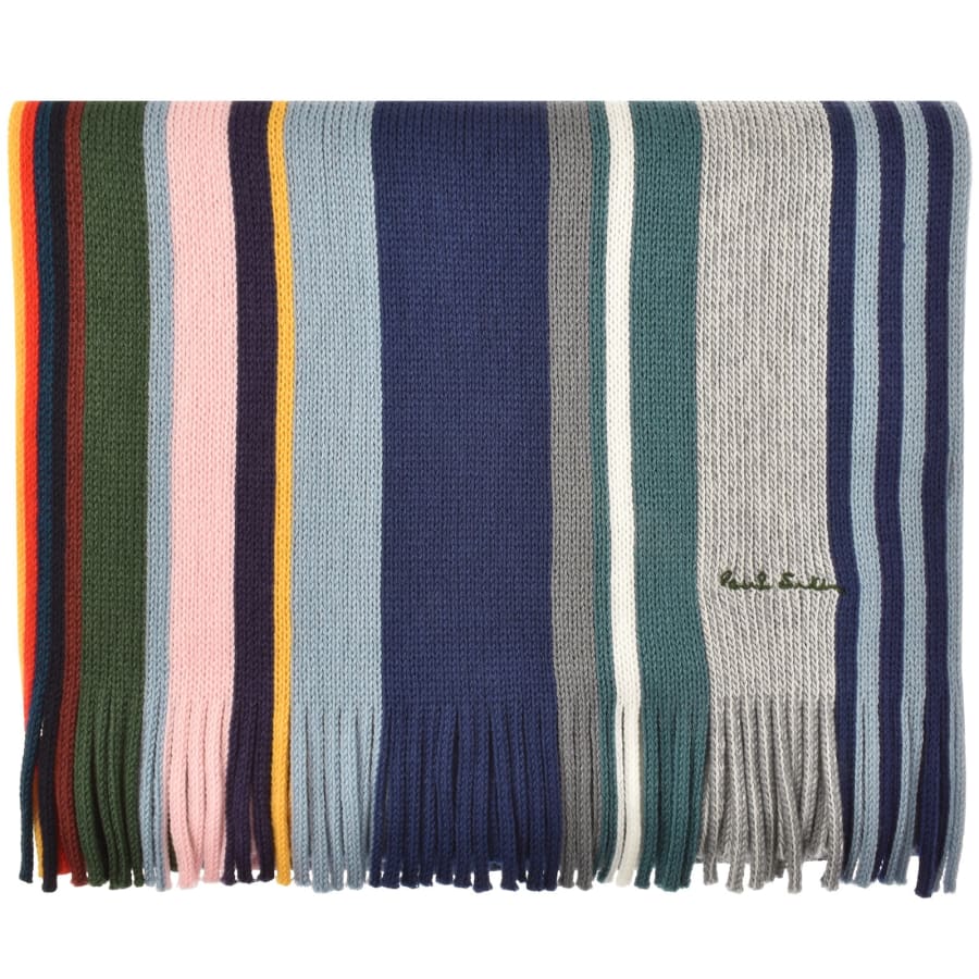 Image number 1 for Paul Smith Twisted Stripe Wool Scarf Blue