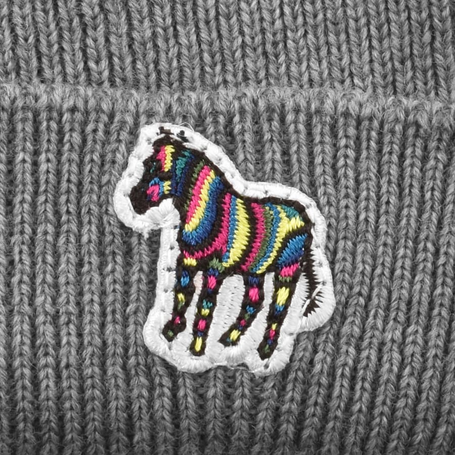 Image number 3 for Paul Smith Rib Zebra Lambswool Beanie Hat Grey