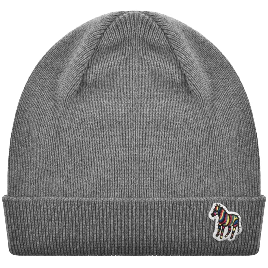 Image number 1 for Paul Smith Rib Zebra Lambswool Beanie Hat Grey