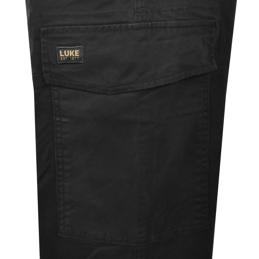 Image number 4 for Luke 1977 Relaxed Panama Cargo Trousers Black