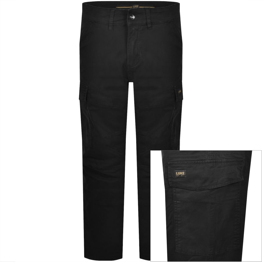 Image number 1 for Luke 1977 Relaxed Panama Cargo Trousers Black