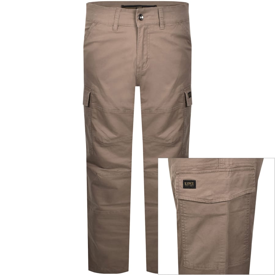 Image number 1 for Luke 1977 Relaxed Panama Cargo Trousers Brown