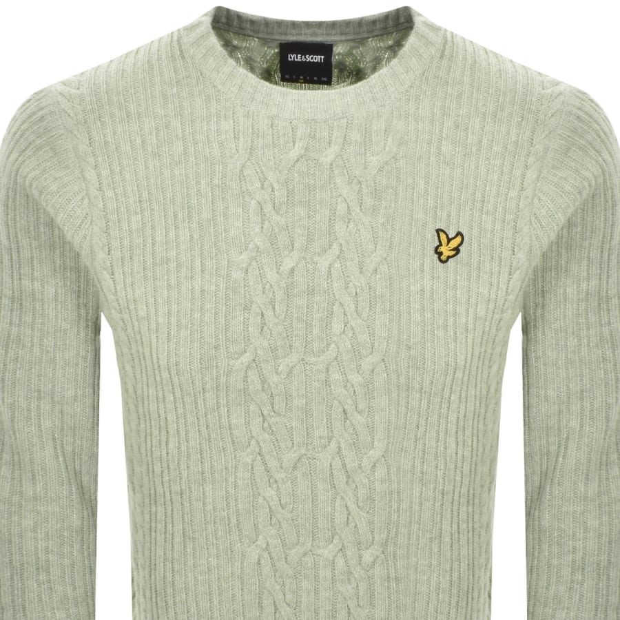 Image number 2 for Lyle And Scott Cable Knit Jumper Green
