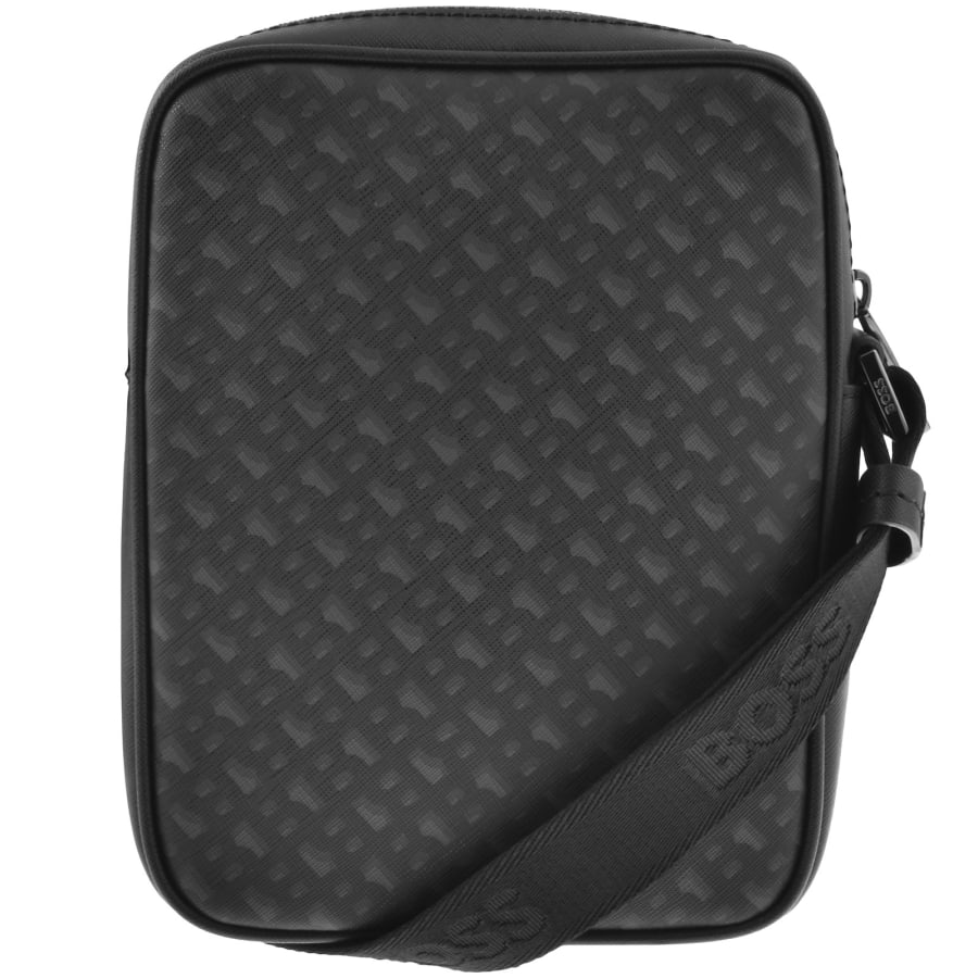 Image number 2 for BOSS Leather Monogram Reporter Bag Black