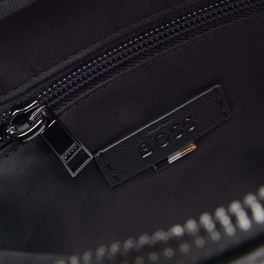 Image number 4 for BOSS Leather Monogram Reporter Bag Black