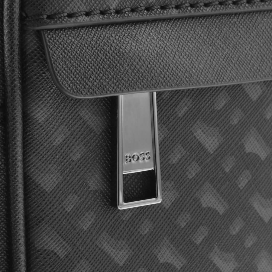 Image number 5 for BOSS Leather Monogram Reporter Bag Black