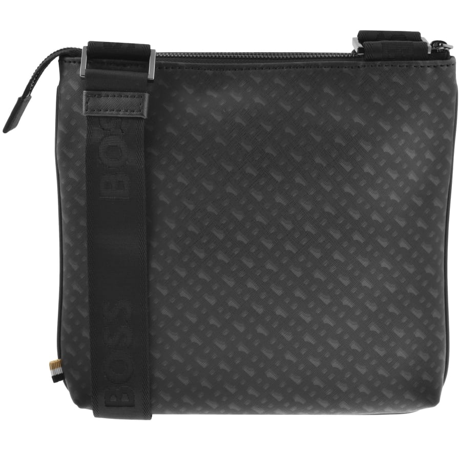 Image number 2 for BOSS Leather Monogram Ennvelope Bag Black