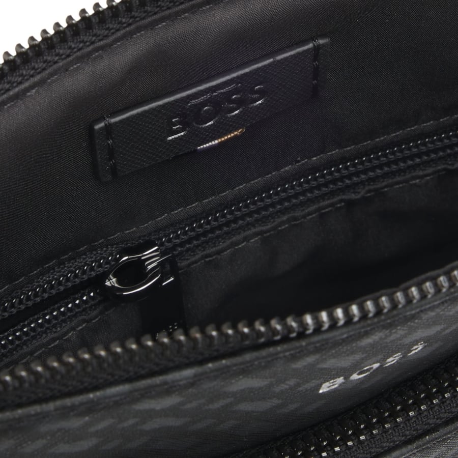 Image number 4 for BOSS Leather Monogram Ennvelope Bag Black