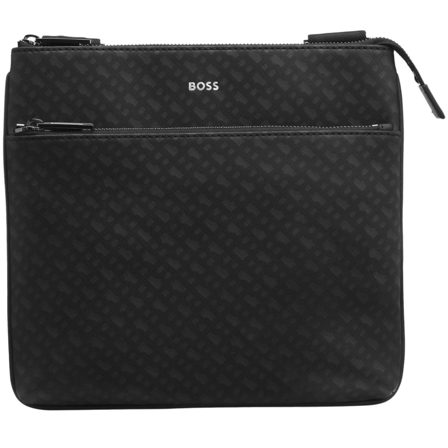 Image number 1 for BOSS Leather Monogram Envelope Bag Black