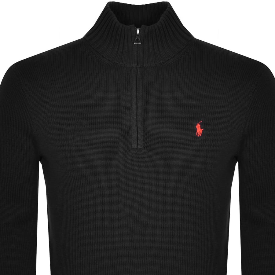 Image number 2 for Ralph Lauren Half Zip Knit Jumper Black