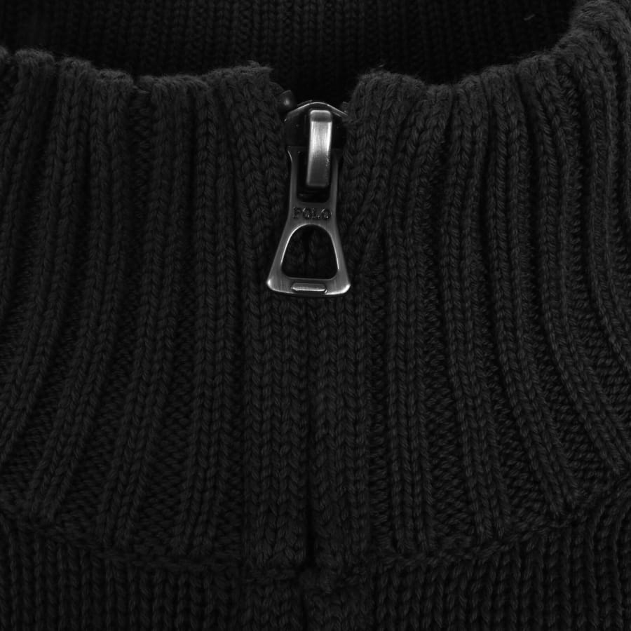 Image number 4 for Ralph Lauren Half Zip Knit Jumper Black
