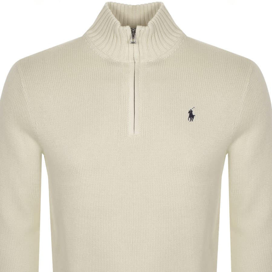 Image number 2 for Ralph Lauren Half Zip Knit Jumper Cream