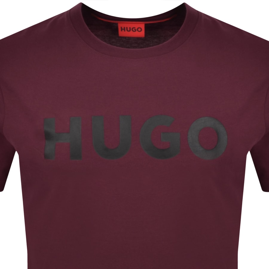 Image number 2 for HUGO Dulivio Crew Neck T Shirt Burgundy